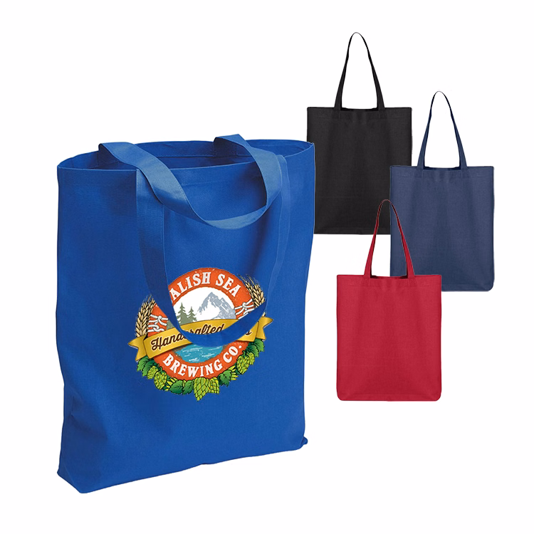 6 oz. 100% Medium Cotton Canvas Bottom Gusset Economy Tote Bag - 9" x 11"