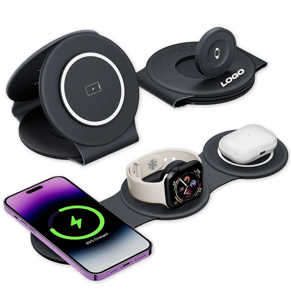 3 in 1 Wireless Charging Station Magnetic Foldable Travel 1