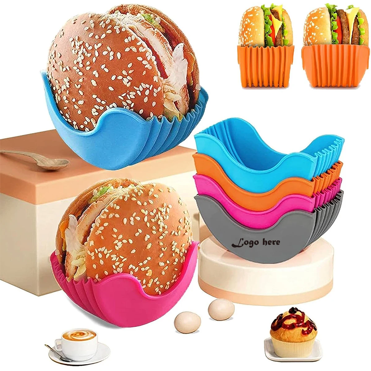 Burger Holder Hamburger Sandwich Fixed Box Mess-Free Clip 1
