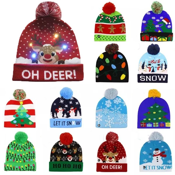 Led Christmas Knitted Beanie Hats 1