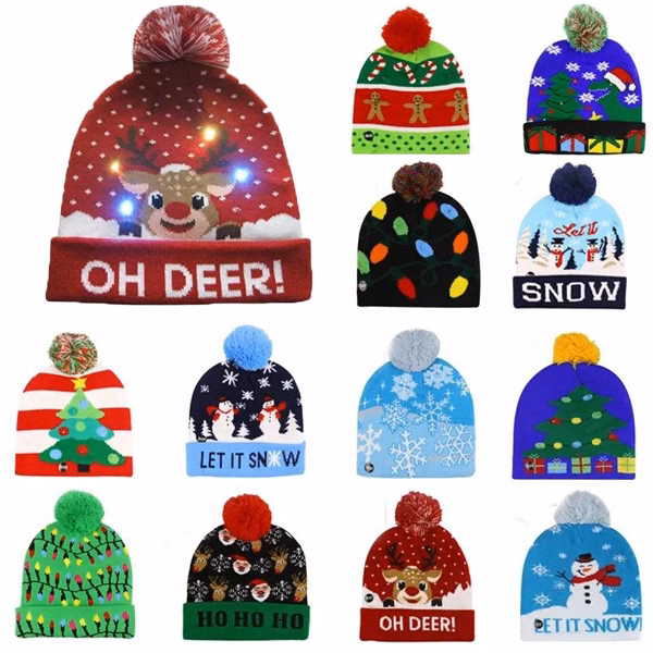 Led Christmas Knitted Beanie Hats