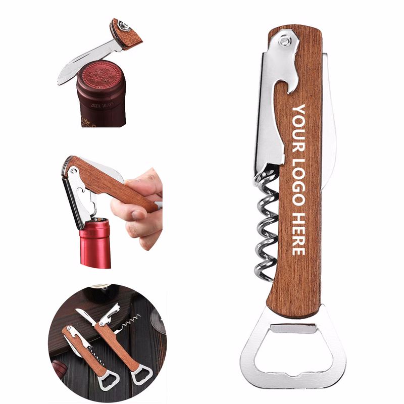 Stainless Steel 3-in-1 Wine Opener With Wooden Handle