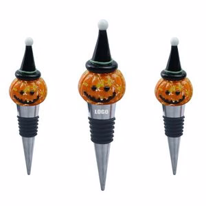 Whimsical Halloween Cracked Pumpkin Wine Stopper Cork