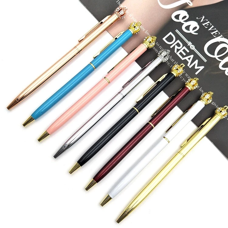 Slim Crown Diamonds Metal Twisted Ballpoint Pen 1