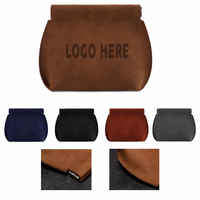 Custom Single-Color Logo Soft PU Leather Mini Bullet Cable Organizer Pouch