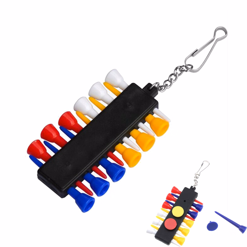 12 Pack Golf Tees Set with 3 Ball Markers and Convenient Chain Organizer
