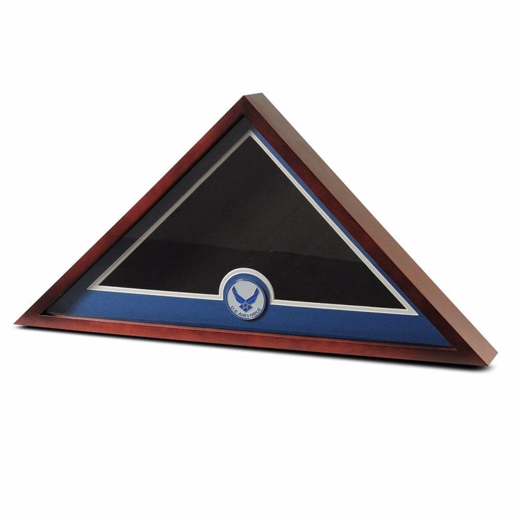 US Flag Display Case with Aim High Air Force Medallion - Display Case Only