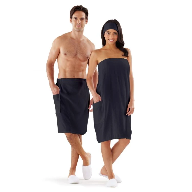 Women's Black Velour Spa Wrap 1