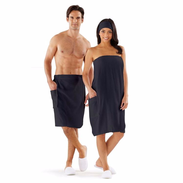 Women's Black Velour Spa Wrap