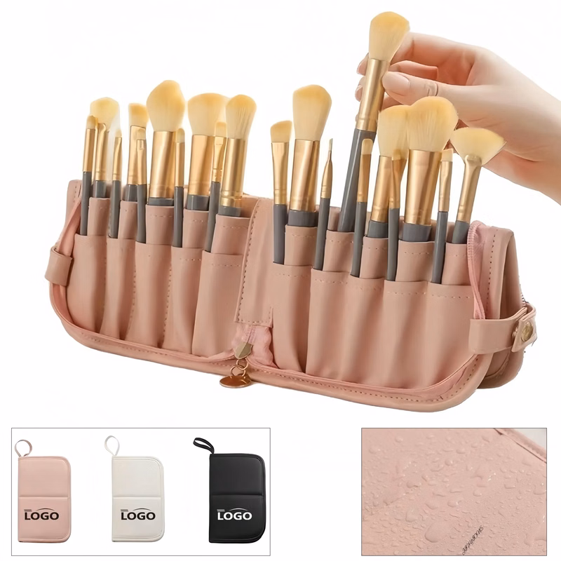 PU Makeup Brush Roll Organizer Travel Cosmetic Bag