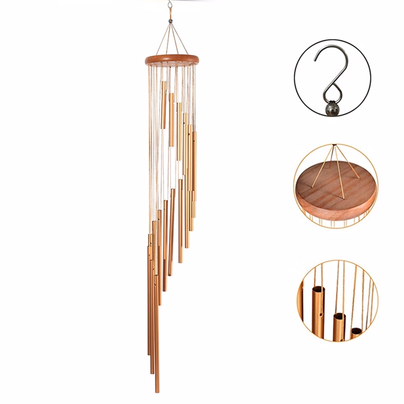 Gold Spiral Wind Chime with 18 Tubes