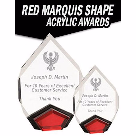 Acrylic Marquis: 1" thick 6x8", w/red insert stand