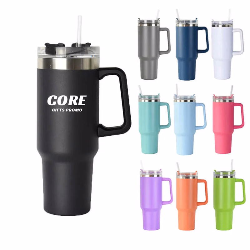 40oz Insulated Tumbler with Handle and Straw Lid