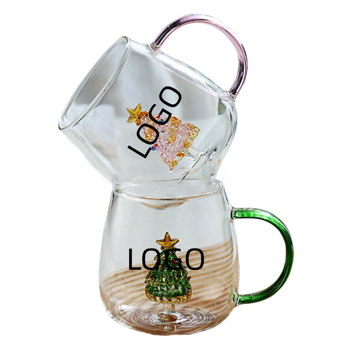 11oz 3D Christmas Tree Glass Mug Cup Gift For Festive 1