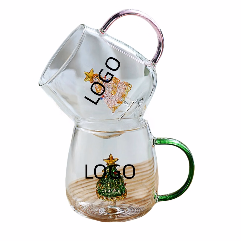 11oz 3D Christmas Tree Glass Mug Cup Gift For Festive