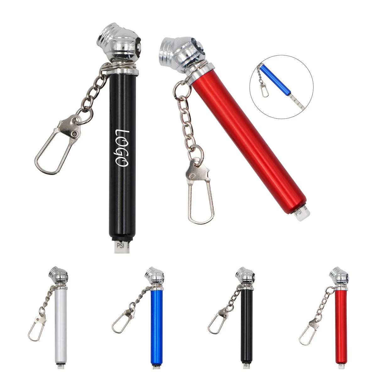 Aluminum Pen Size Tire Gauge with Keychain 1