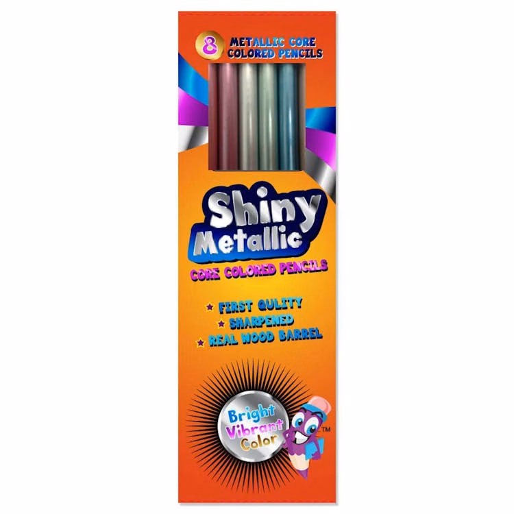 Shiny Metallic Pencils - 8 Pre-sharpened Colors