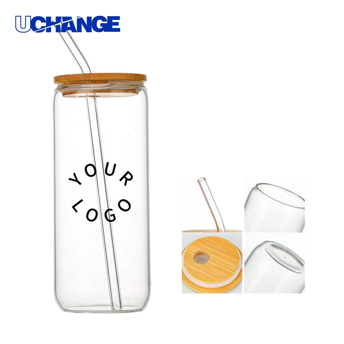 Glass Tumbler 16oz with Lid and Straw Customizable 1