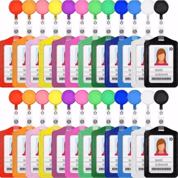 PU ID Credit Card with Retractable Badge Holder Reel Clip