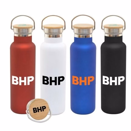 20 oz Satin Vacuum Bottle with Bamboo Lid