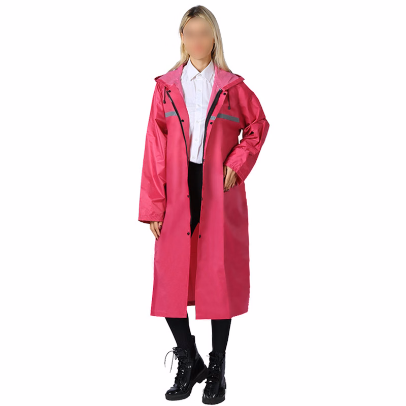 Long Hooded Safety Waterproof Rain Jacket