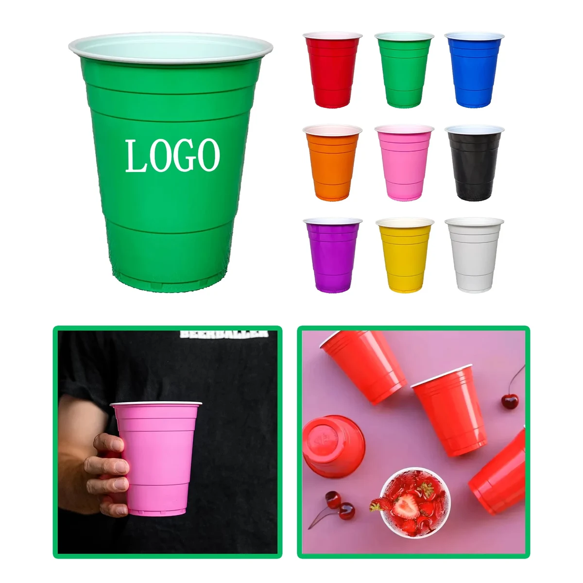 Coloured Disposable Plastic Party Cups 16 Oz 1
