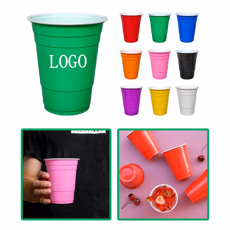Coloured Disposable Plastic Party Cups 16 Oz