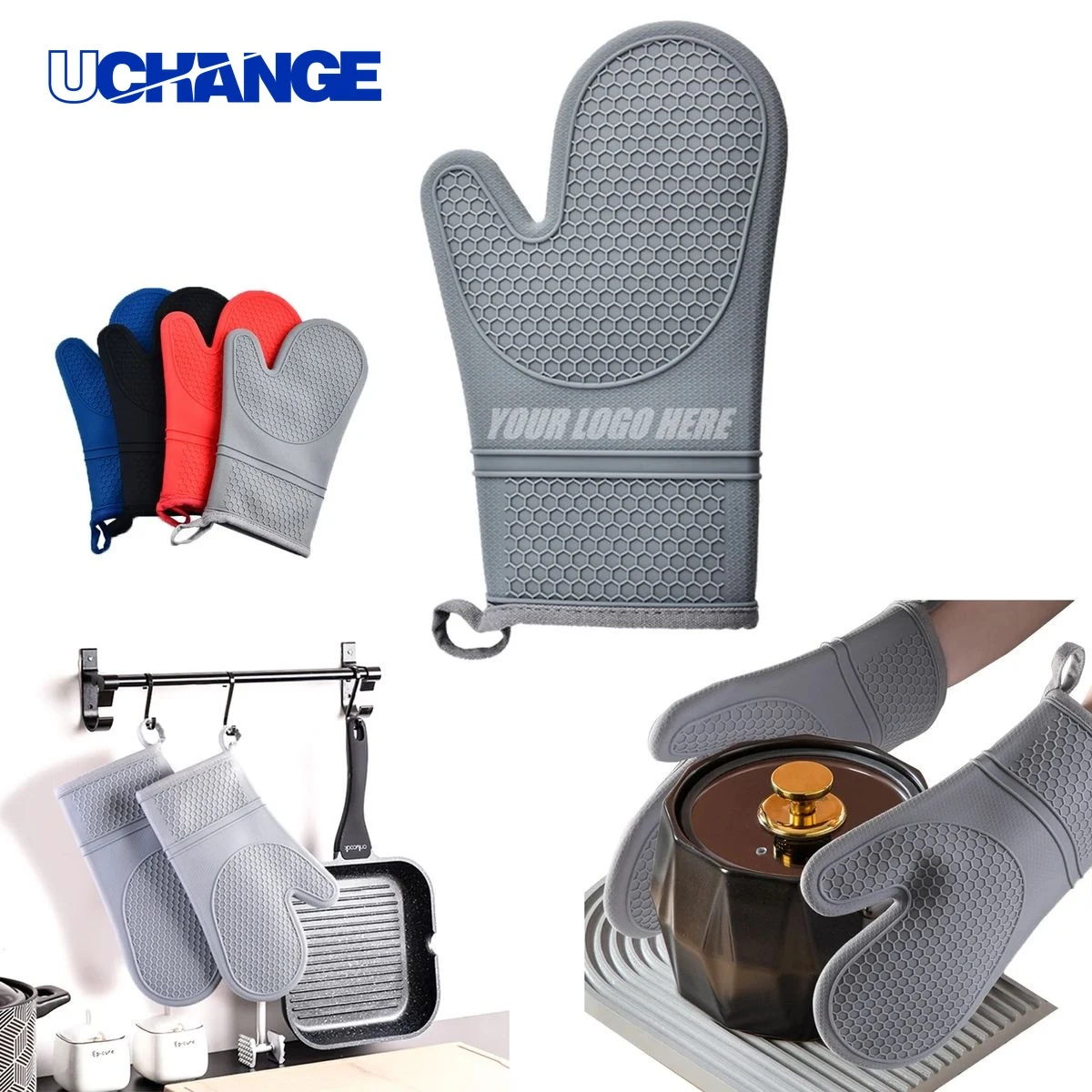 Silicone Oven Mitt Glove Pair for Heat Insulation 1