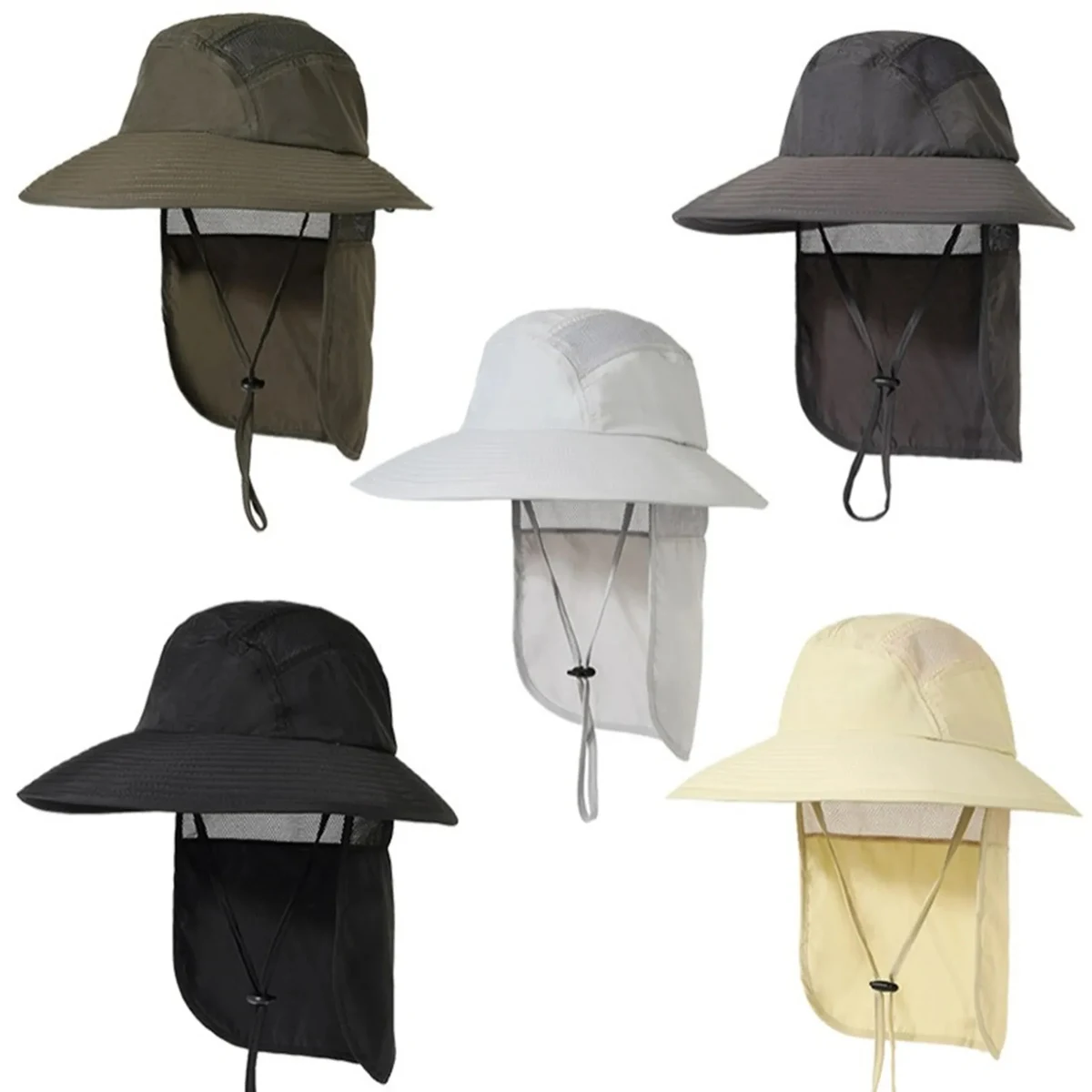 Outdoor Mesh Sun Hat Wide Brim Cap With Neck Flap MOQ100 1
