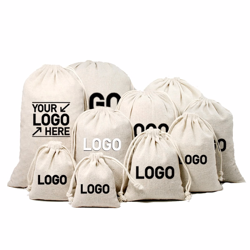 Drawstring Linen Pouch Bag