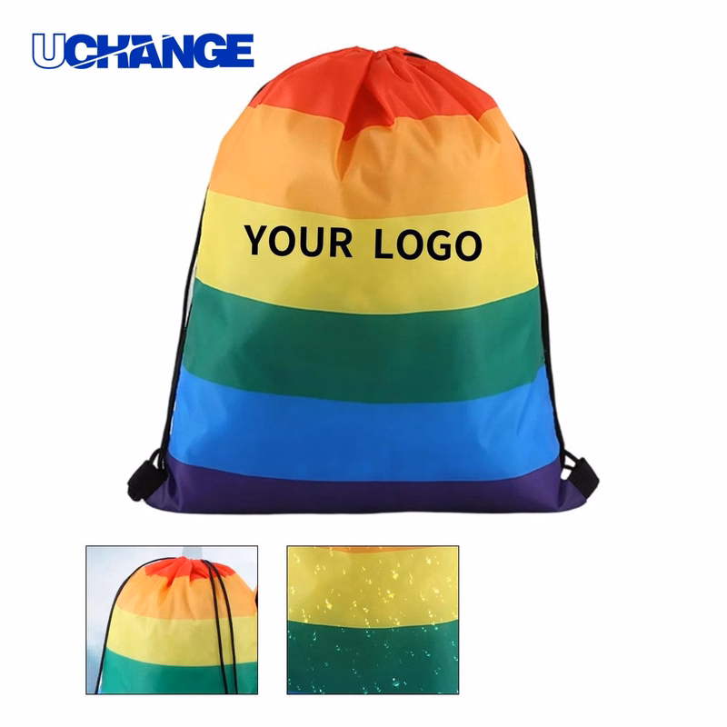 Rainbow Pride Drawstring Backpack Organizer with Shoulder Straps