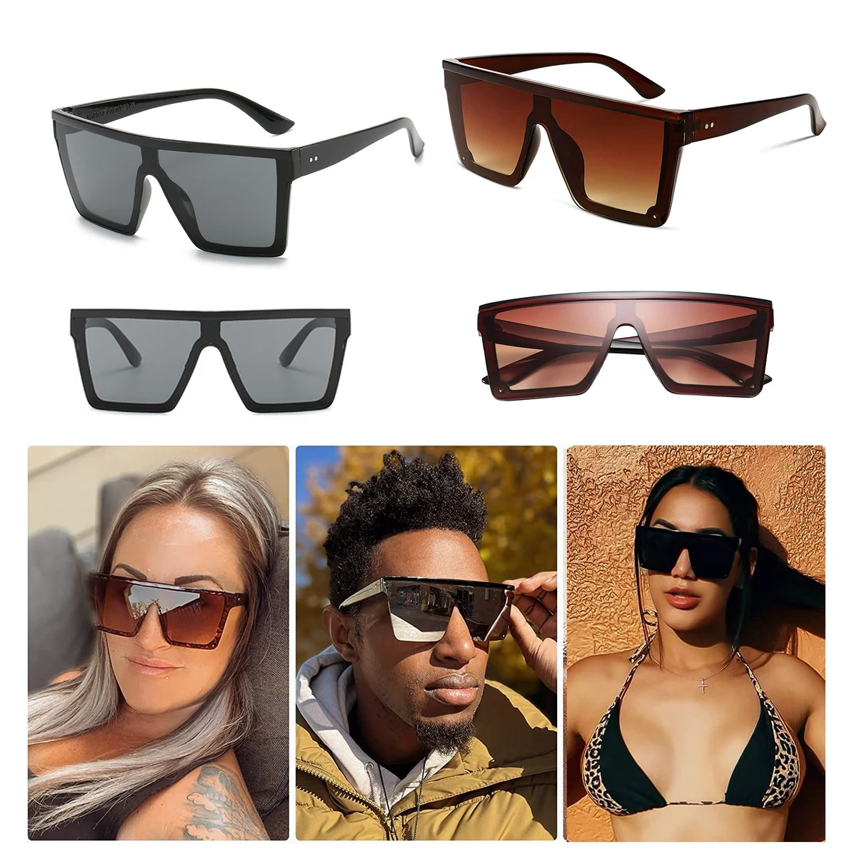 Flat Top Fashion Shades Sunglasses for Women Men 1