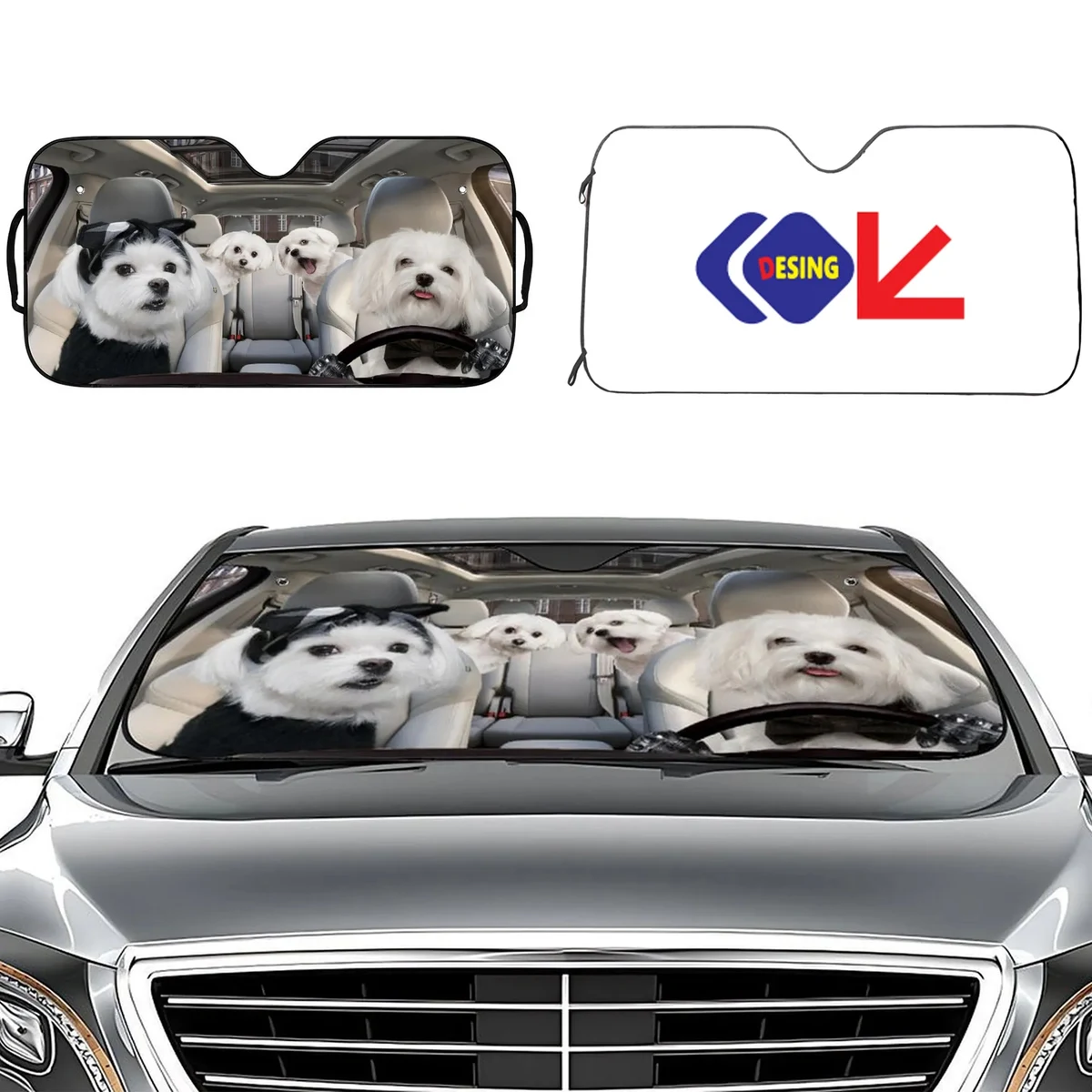 Custom Full Color Aluminum Foil Car Sunshade 1