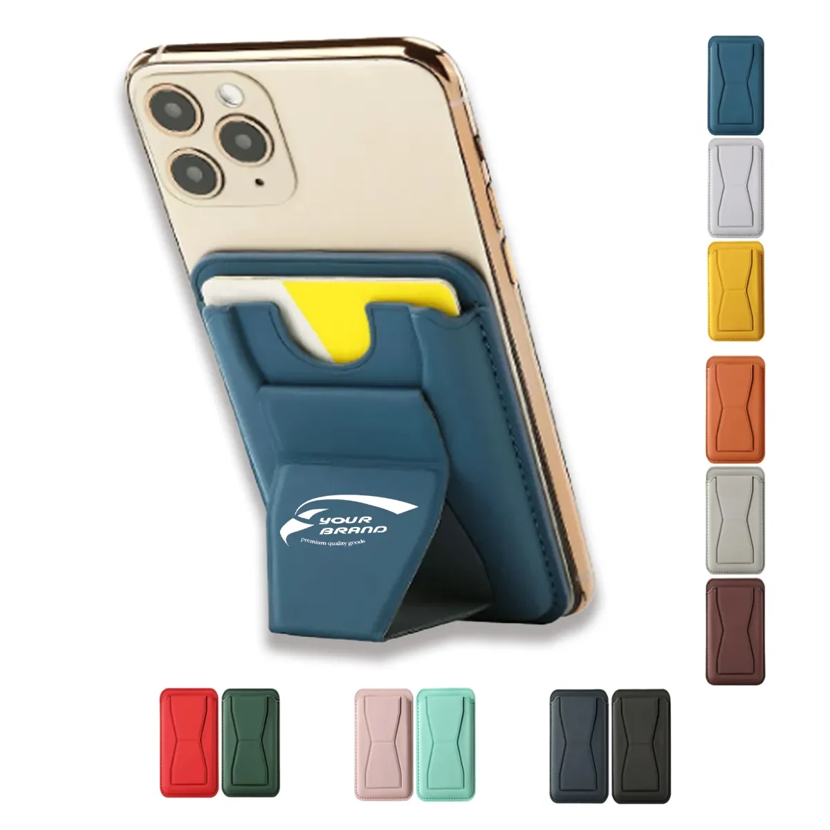 Magnetic Removable Leather Card Wallet With Phone Kickstand 1