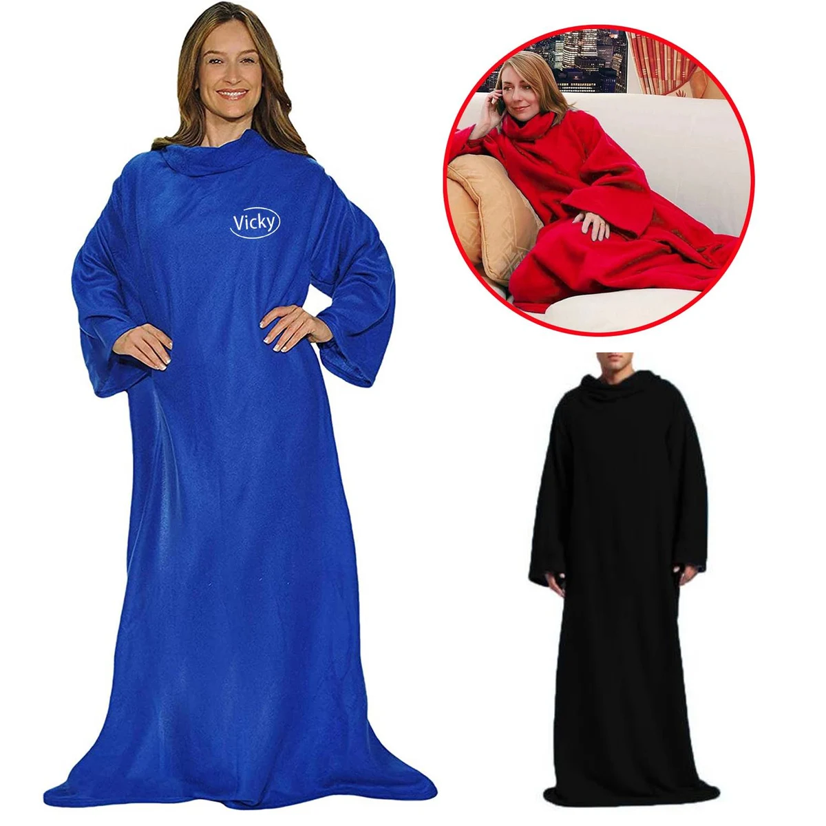 Wearable Blanket with Long Sleeves 1