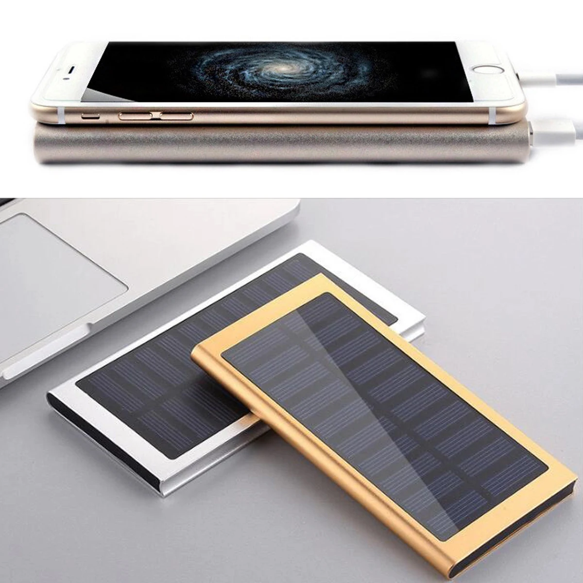 Slim Aluminum Solar Power Bank with 8000mAh Battery 1