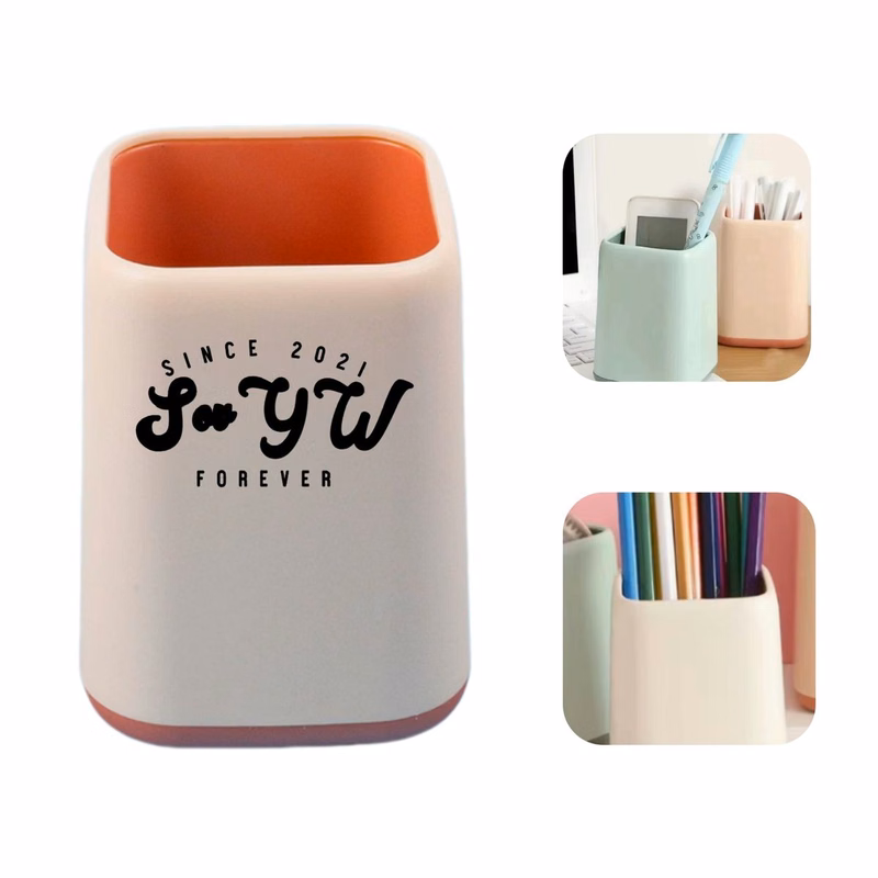 Two Tone Square Color Block Desk Pen Cup