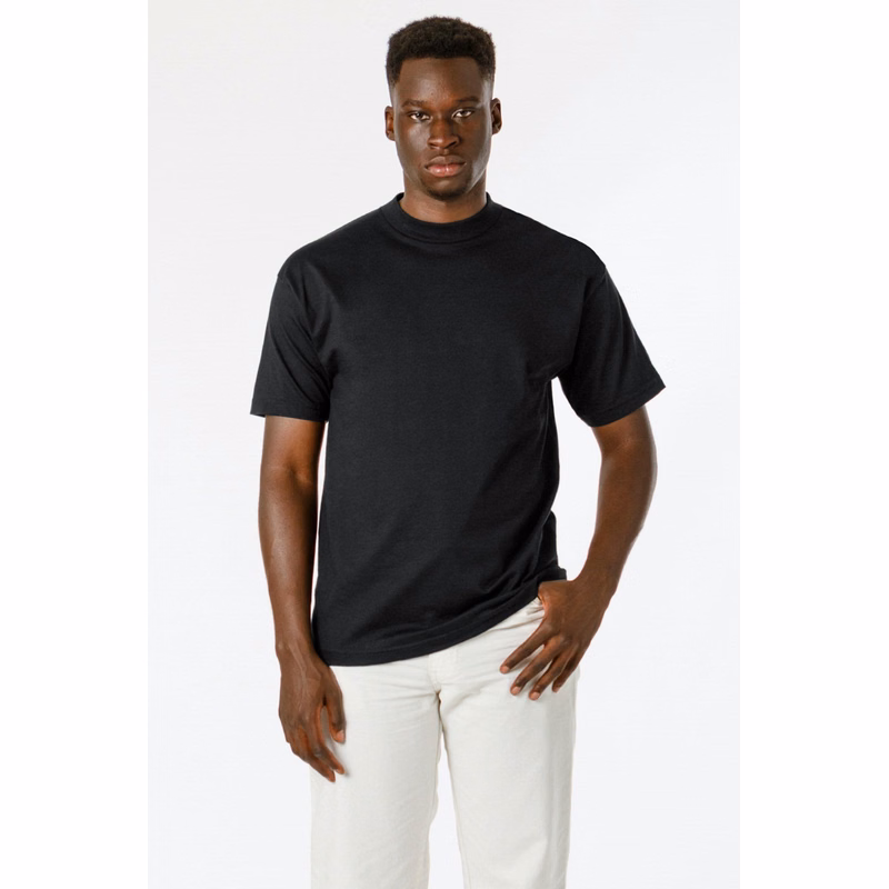 6 OZ COMBED COTTON MOCK NECK S/S T-SHIRT