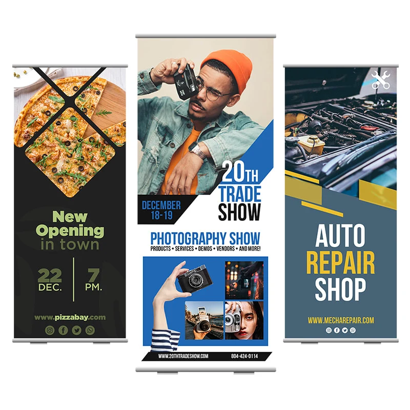 33 X 80 Inch Full Color Roll Up Retractable Banner Stands 1