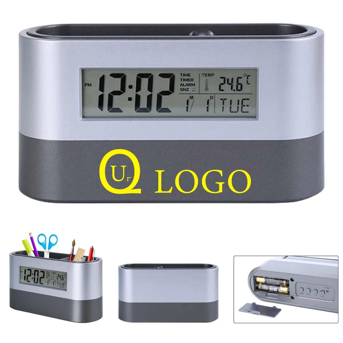 Usb Led Multifunction Alarm Clock W/Desk Organizer 1