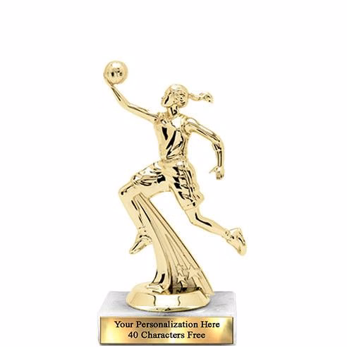 Trophy: 7", 2x3 white marble base, Star Figure Fem