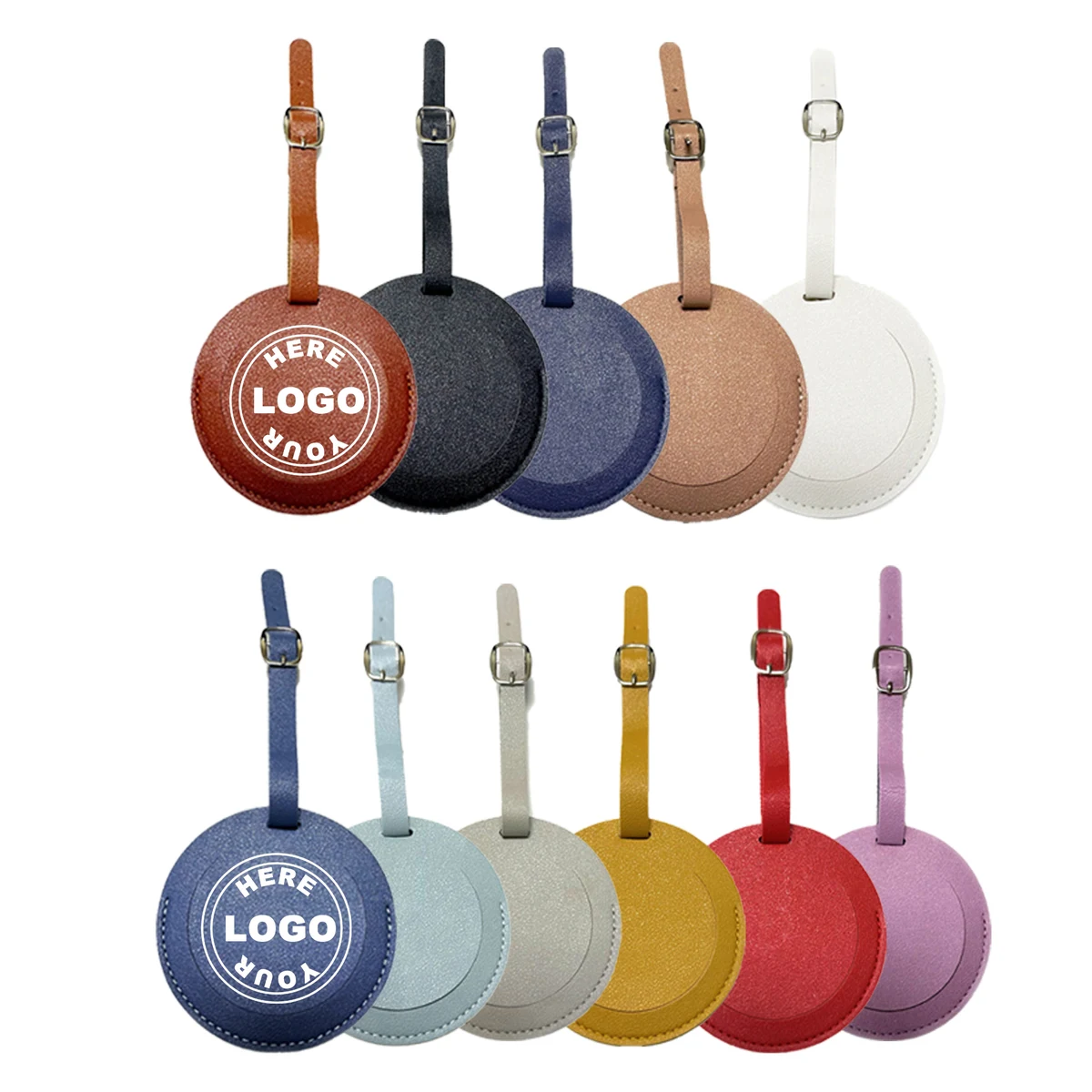 Round PU Leather Luggage Tag 1