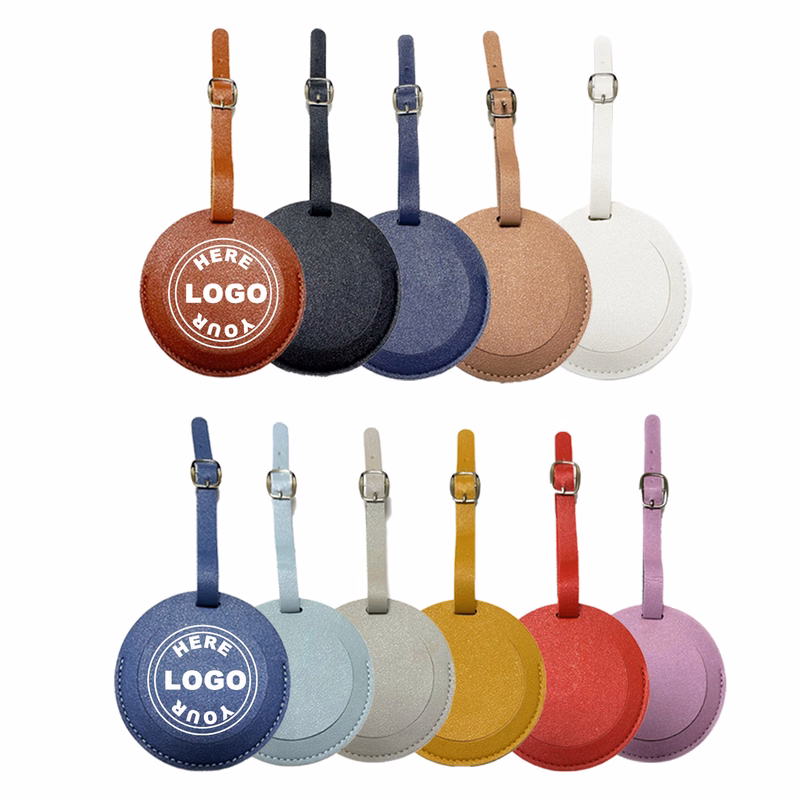 Round PU Leather Luggage Tag