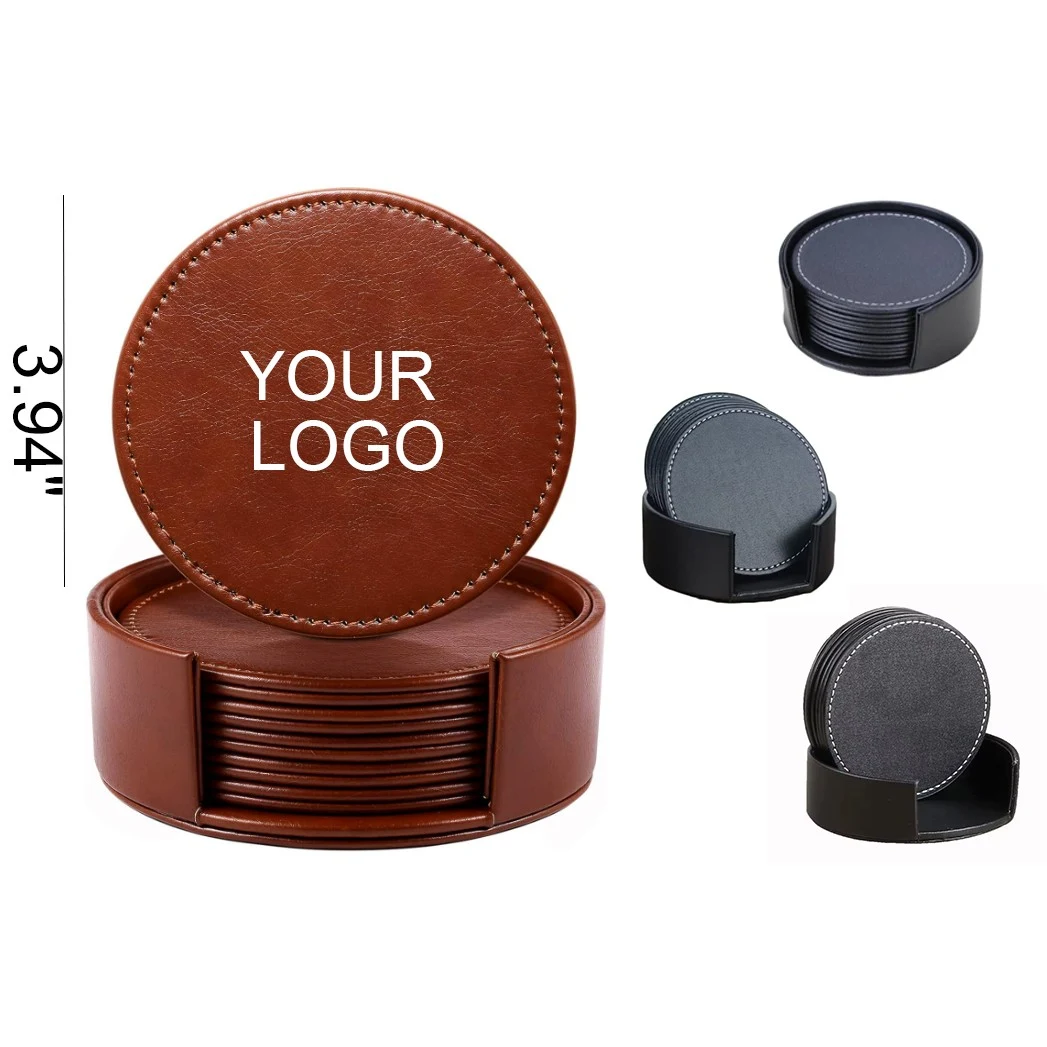 Premium Thickened Leather Drink Coasters Set of 6 1