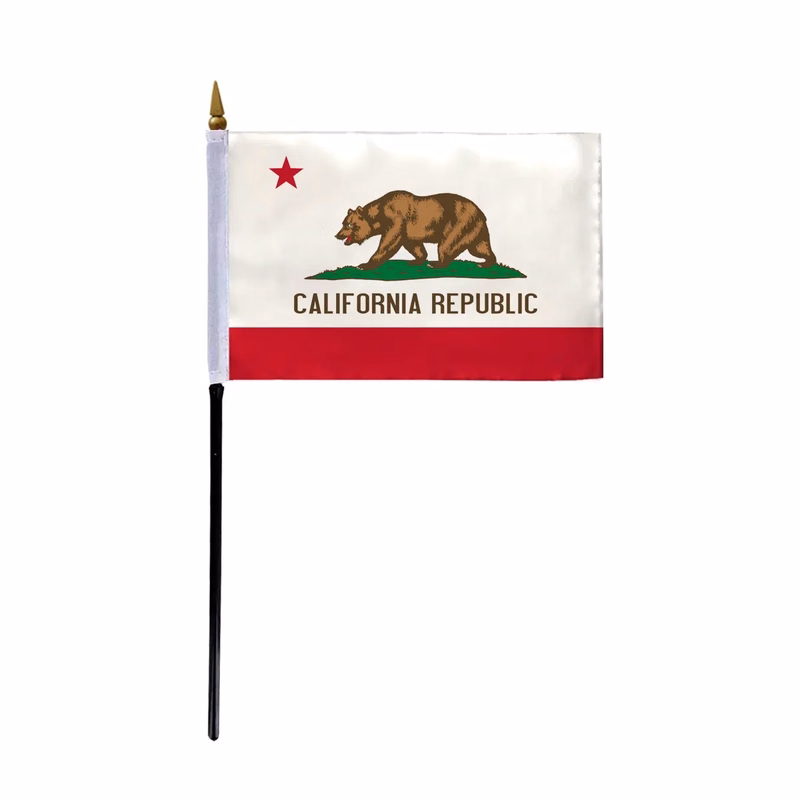 4"x6" & 12"x18'' California ePoly Printed Stick Flags