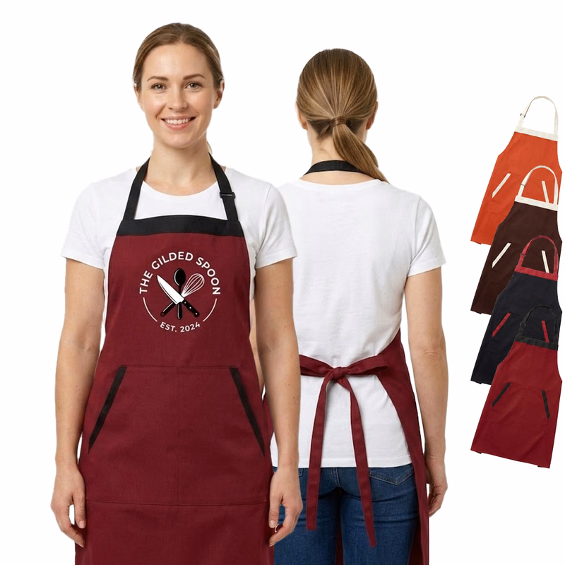 12 oz. Woven knitted Two-tone Kitchen Aprons w/ 2 Pockets