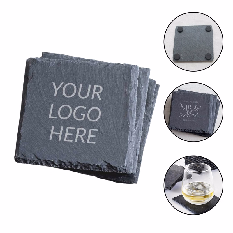 Square Etched Slate Coasters
