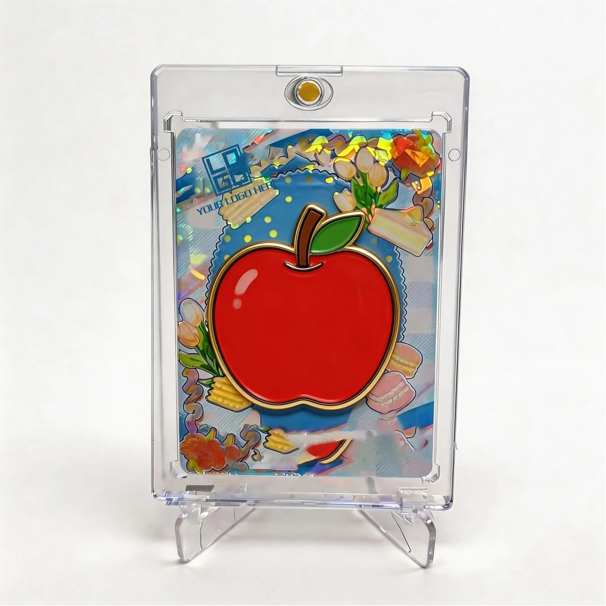 Custom Gold Foil Metal Commemorative Card with Enamel Pin & Magnetic Card Holder Set 1