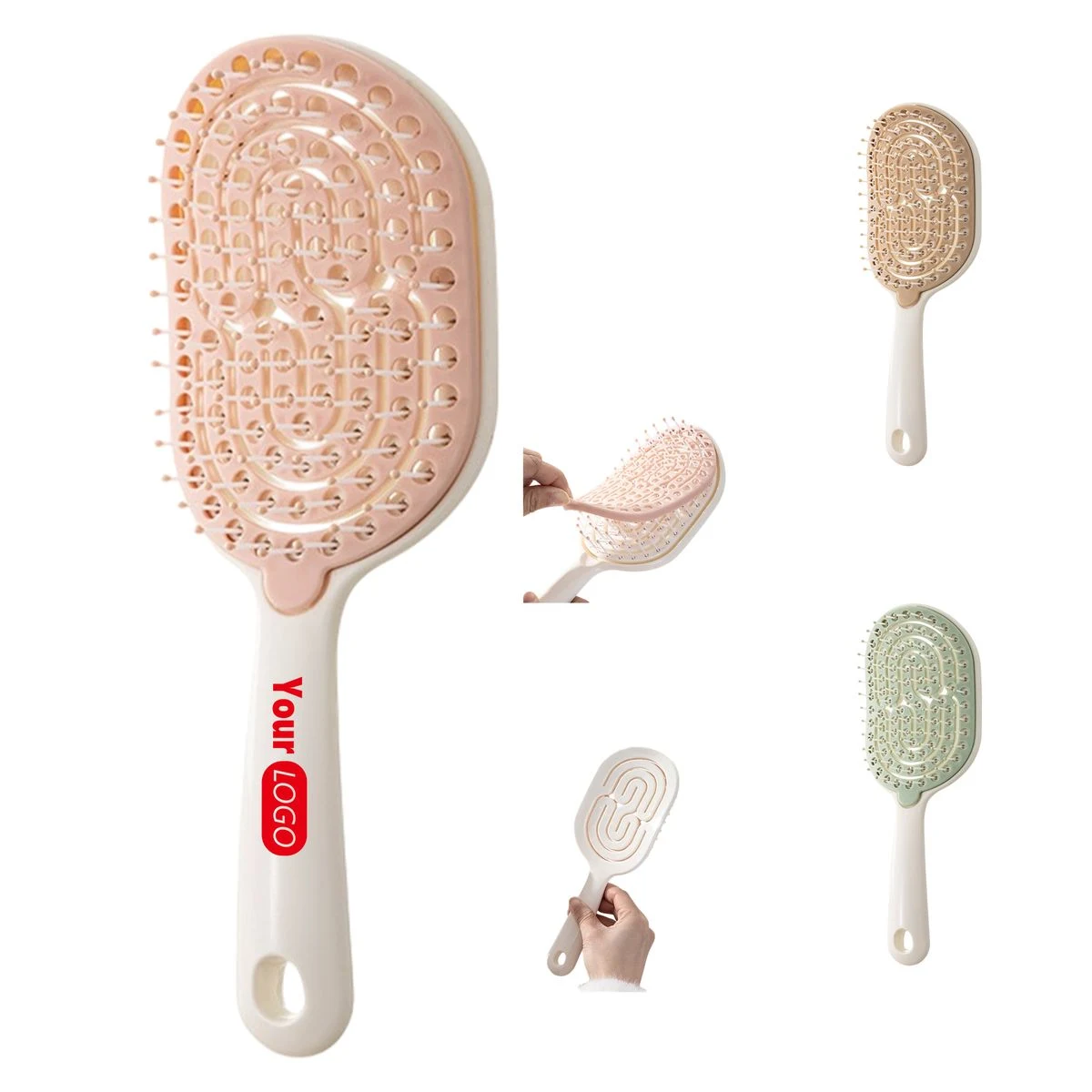 Removable Cushion Hollow Scalp Massage Hair Brush 1