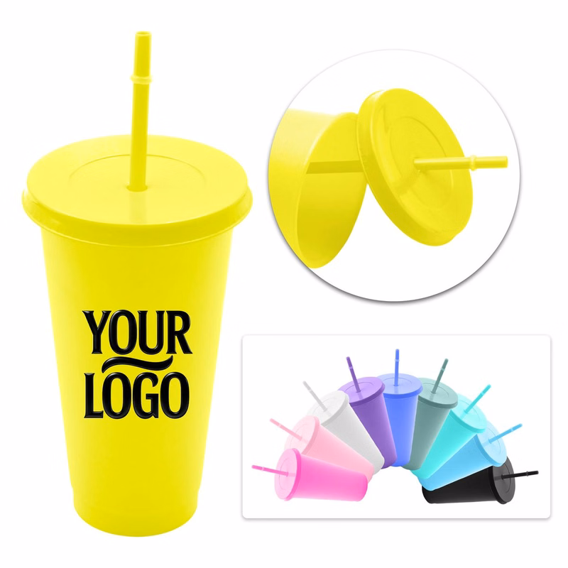 Reusable Plastic Glitter Tumbler With Straw